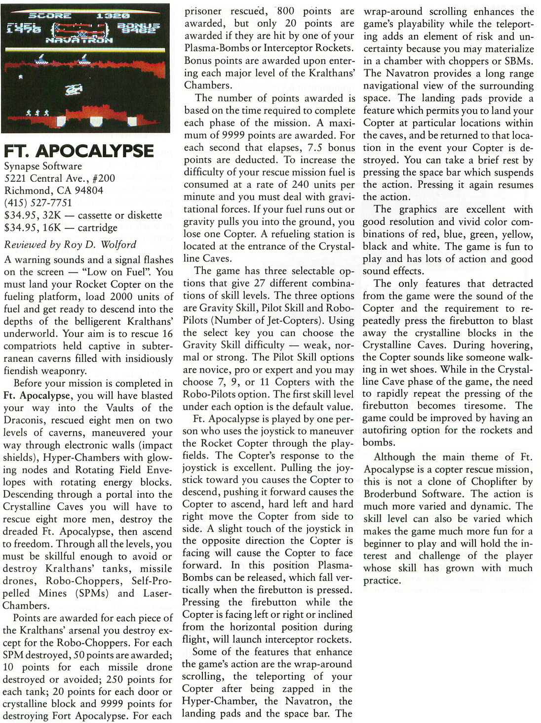 Fort Apocalypse Python Atari Compendium